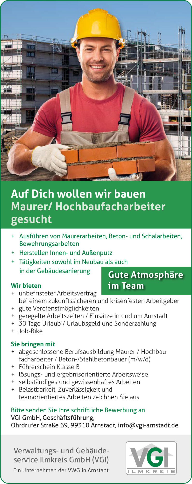 VGI Stellenanzeige Maler Bodenleger