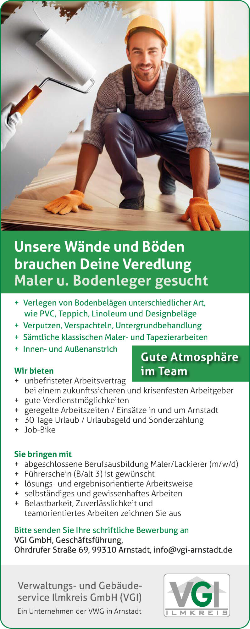 VGI Stellenanzeige Maler Bodenleger